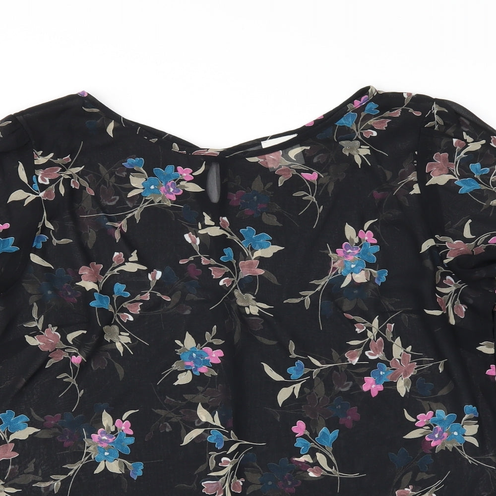 g:21 Womens Black Floral  Basic Blouse Size 12