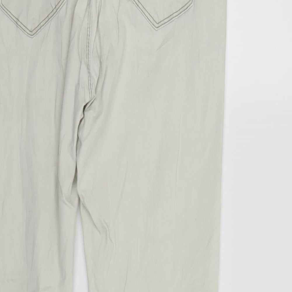 elegant's Womens Ivory  Denim Tapered Jeans Size 14 L26 in - Elastic Waist