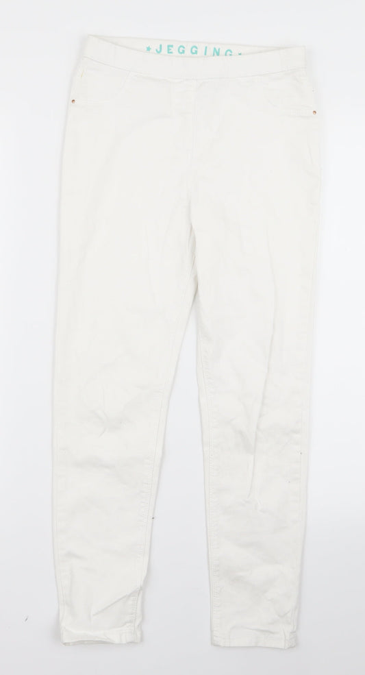 jegging Girls White  Ramie Jegging Trousers Size 10 Years