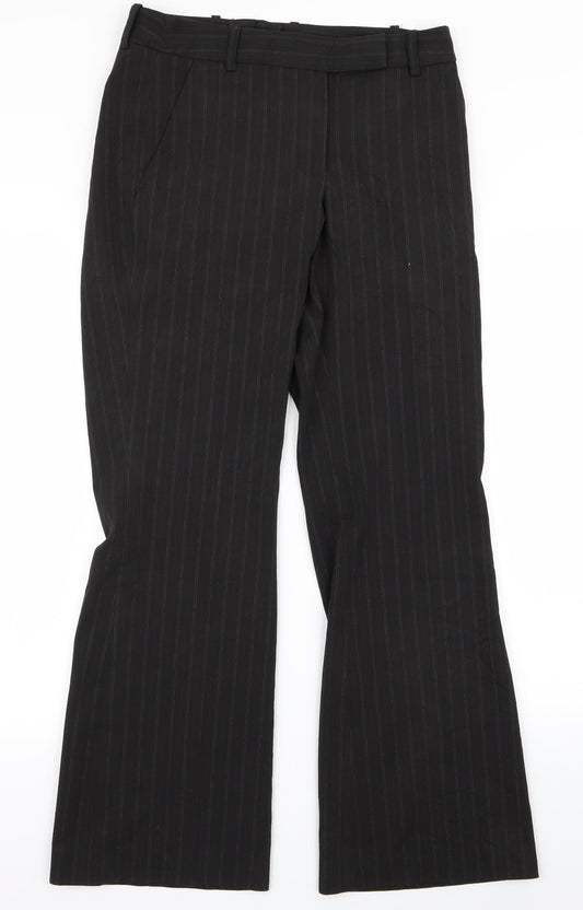 H&M Womens Black Striped Rayon Trousers  Size 12 L27 in