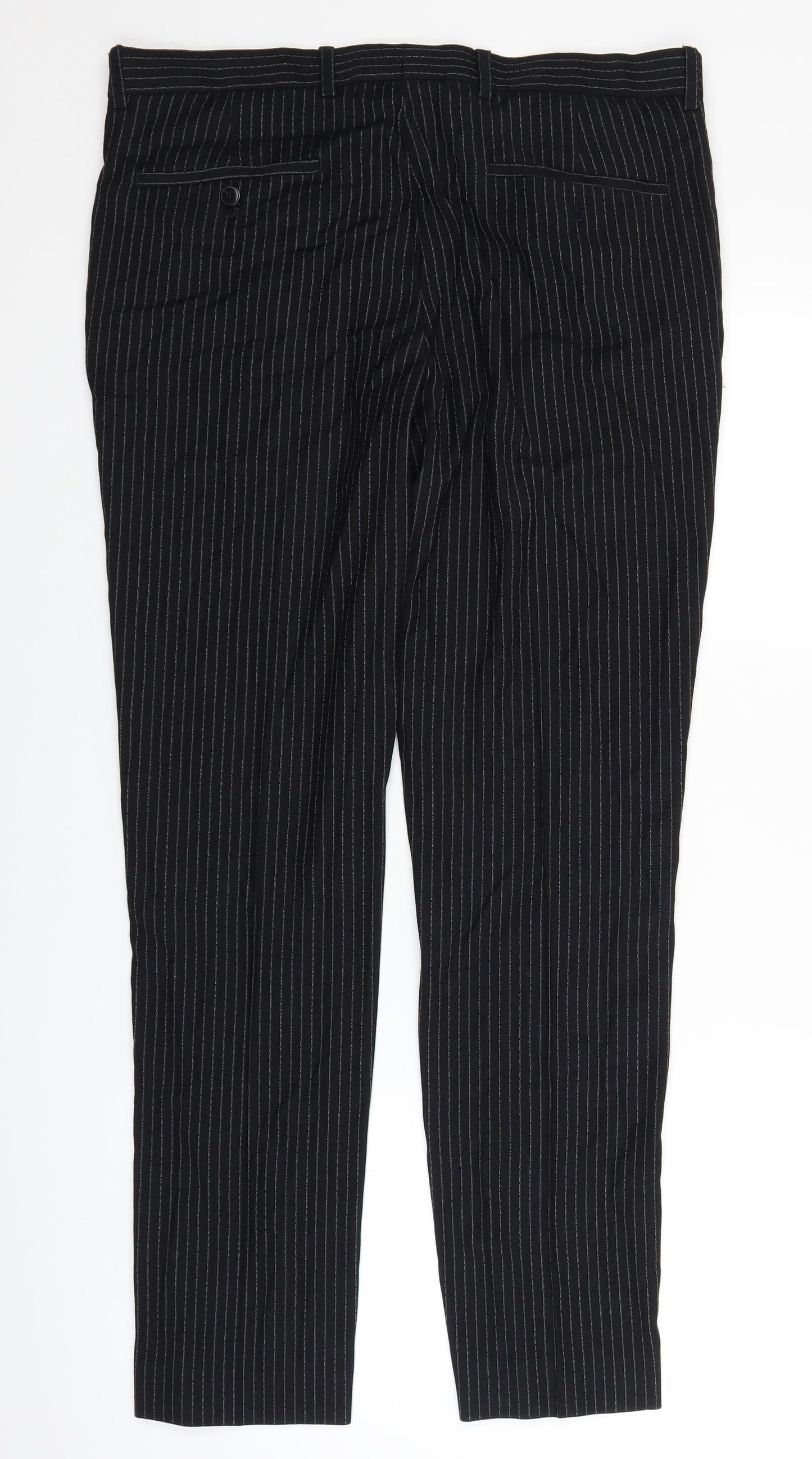 River Island Womens Black Striped  Trousers  Size 34 in L28 in
