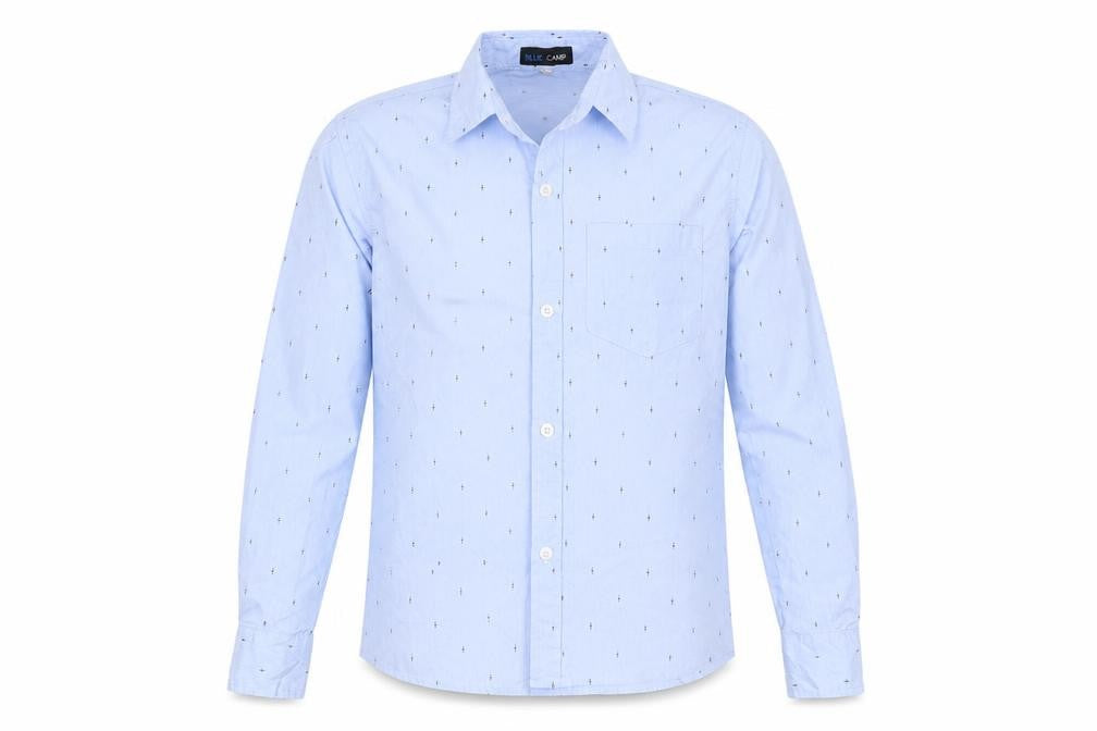 Blue Camp Mens Blue Polka Dot   Button-Up Size M