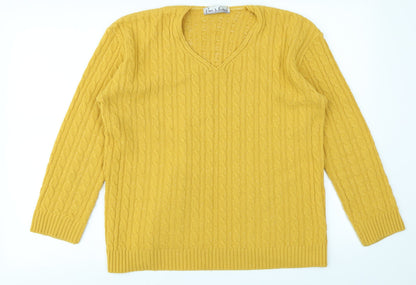 Preloved Pure & Natural Womens Yellow   Pullover Jumper Size L - Front