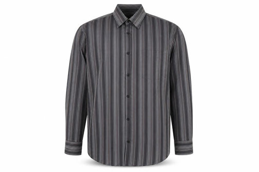George Mens Grey Striped   Button-Up Size 16