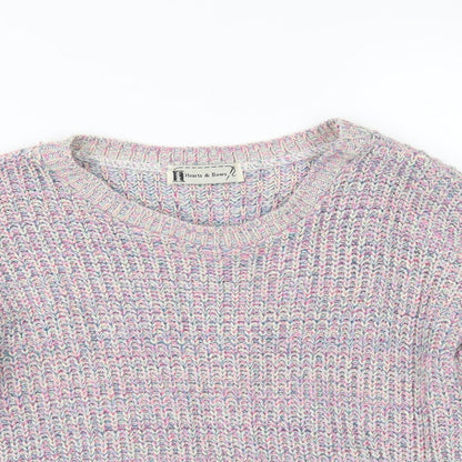 Preloved Hearts & Bows Womens Multicoloured   Pullover Jumper Size S - Detail
