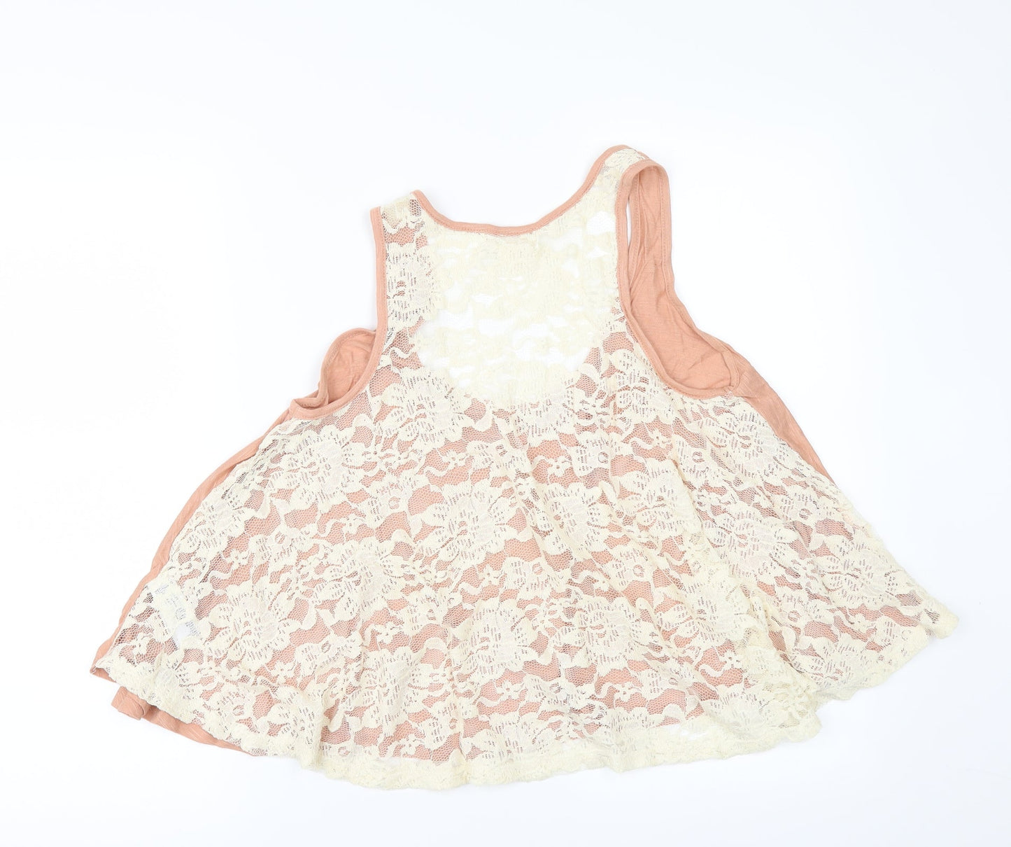 FOREVER 21 Womens Orange   Basic T-Shirt Size S  - lace back