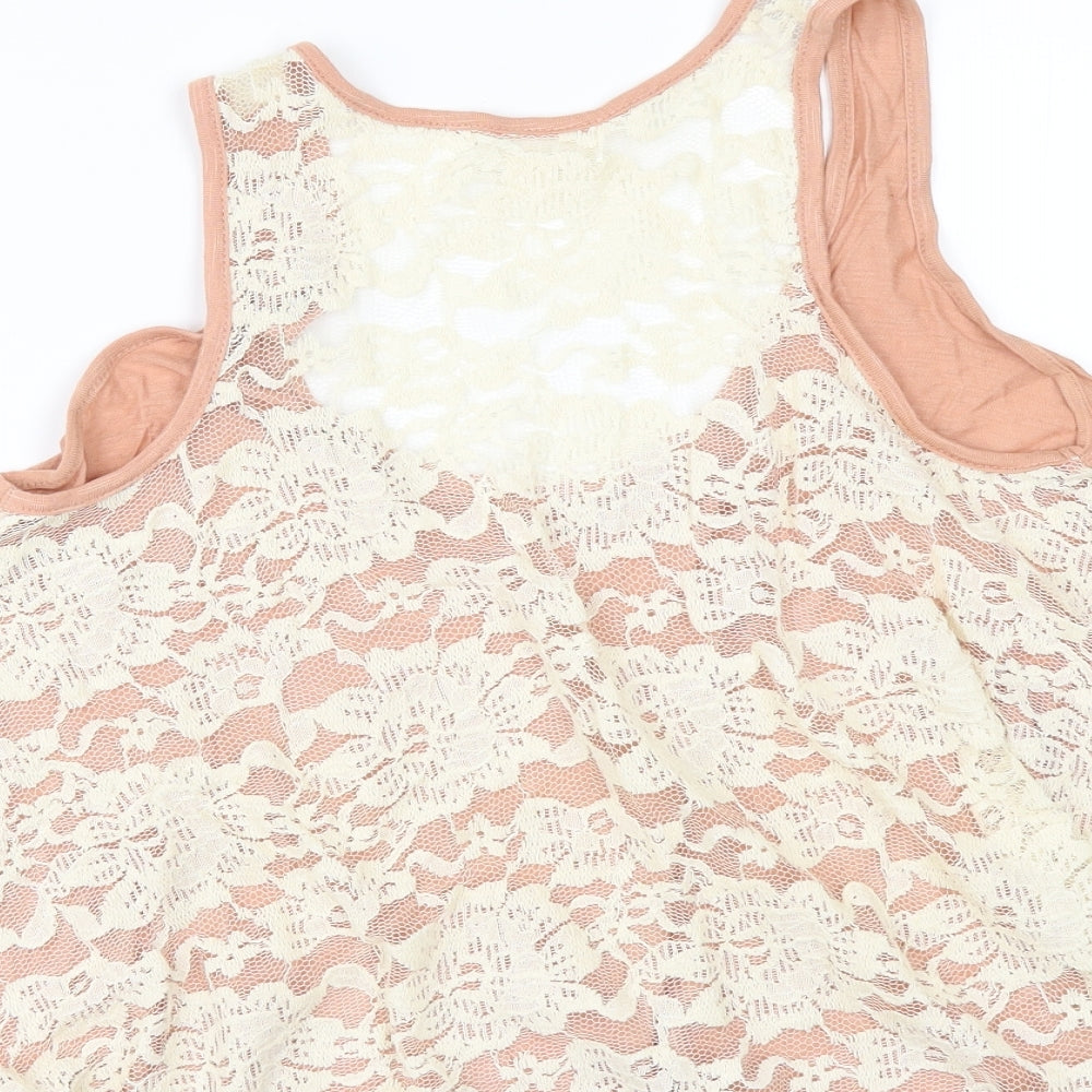FOREVER 21 Womens Orange   Basic T-Shirt Size S  - lace back