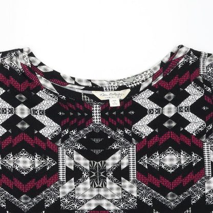 Preloved Miss Selfridge Womens Black Geometric  Basic T-Shirt Size 10 - Detail