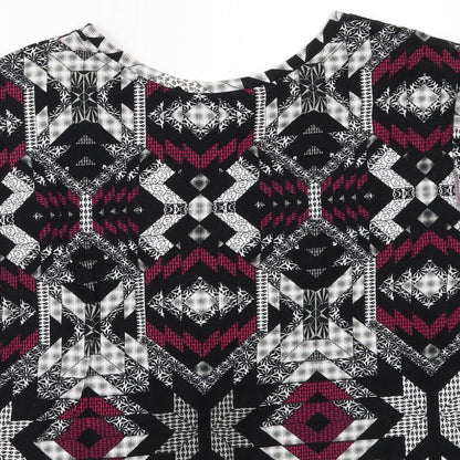 Preloved Miss Selfridge Womens Black Geometric  Basic T-Shirt Size 10 - Label