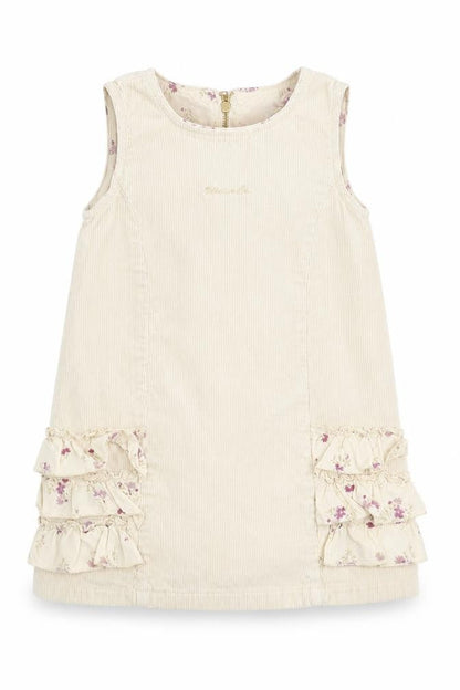 children Girls Beige  Corduroy Shift  Size 3 Years  - floral detail