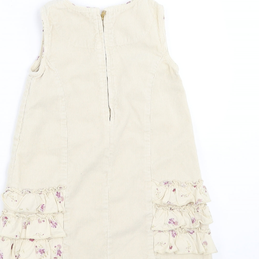 children Girls Beige  Corduroy Shift  Size 3 Years  - floral detail