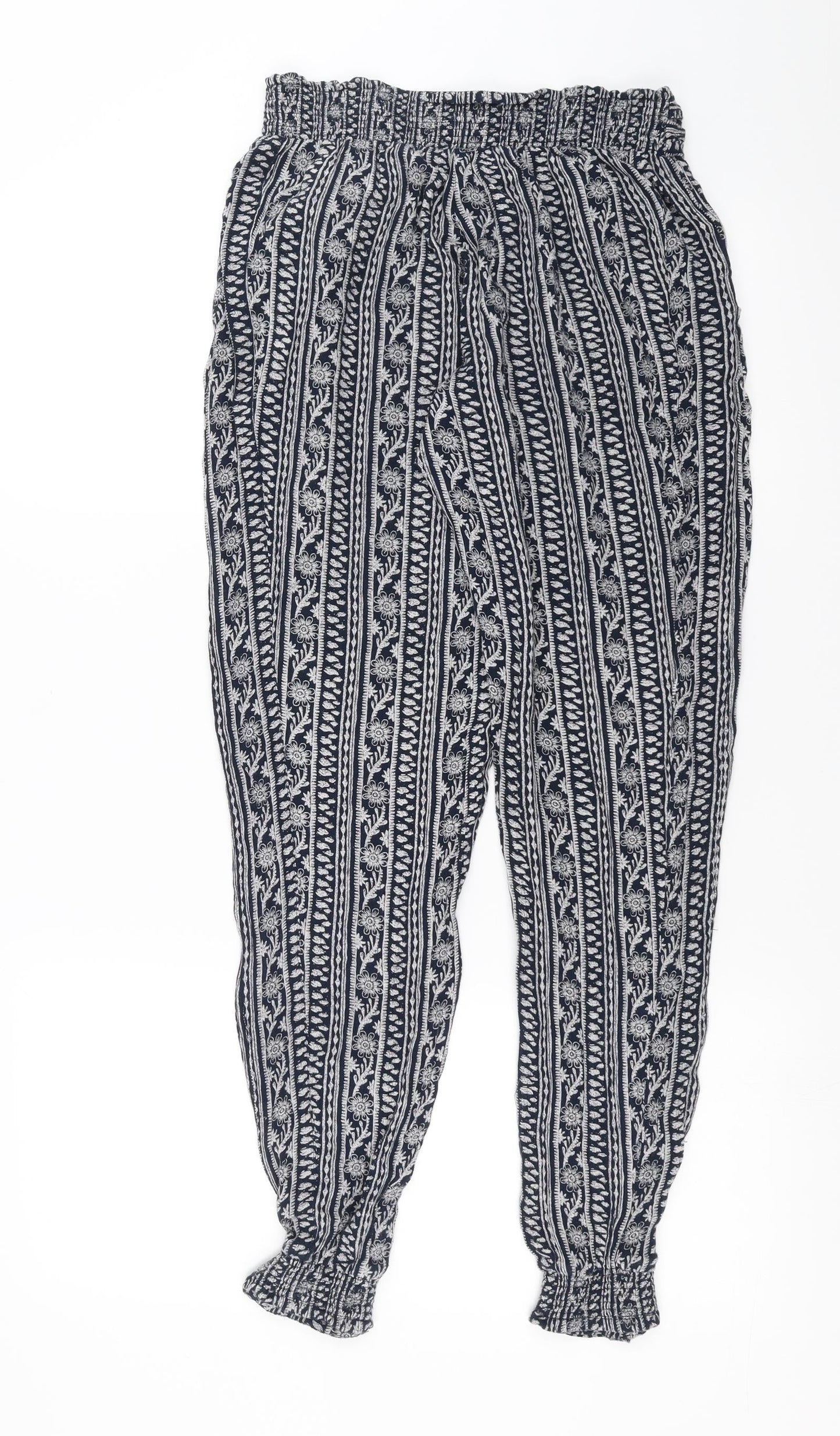Monsoon Womens Blue Floral  Trousers  Size S L29 in