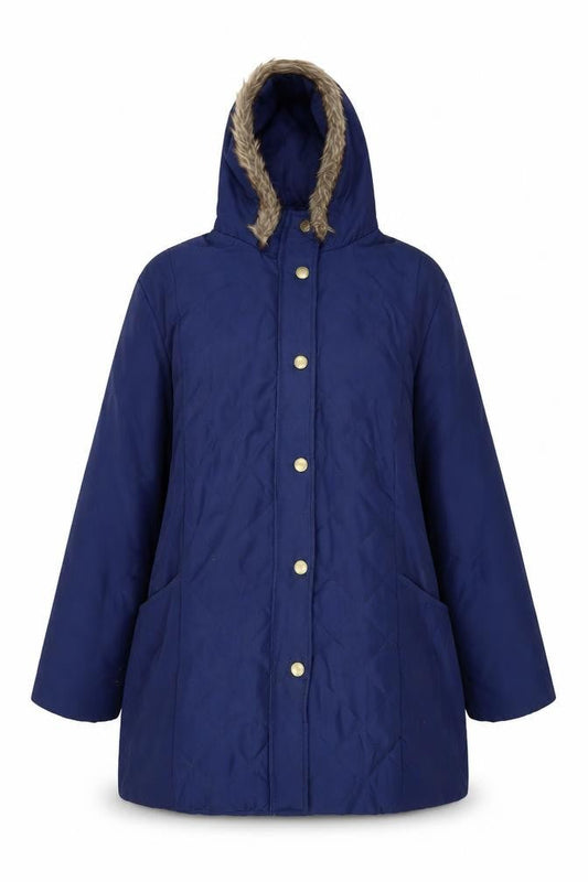 Anne De Lancay Womens Blue   Parka Coat Size M