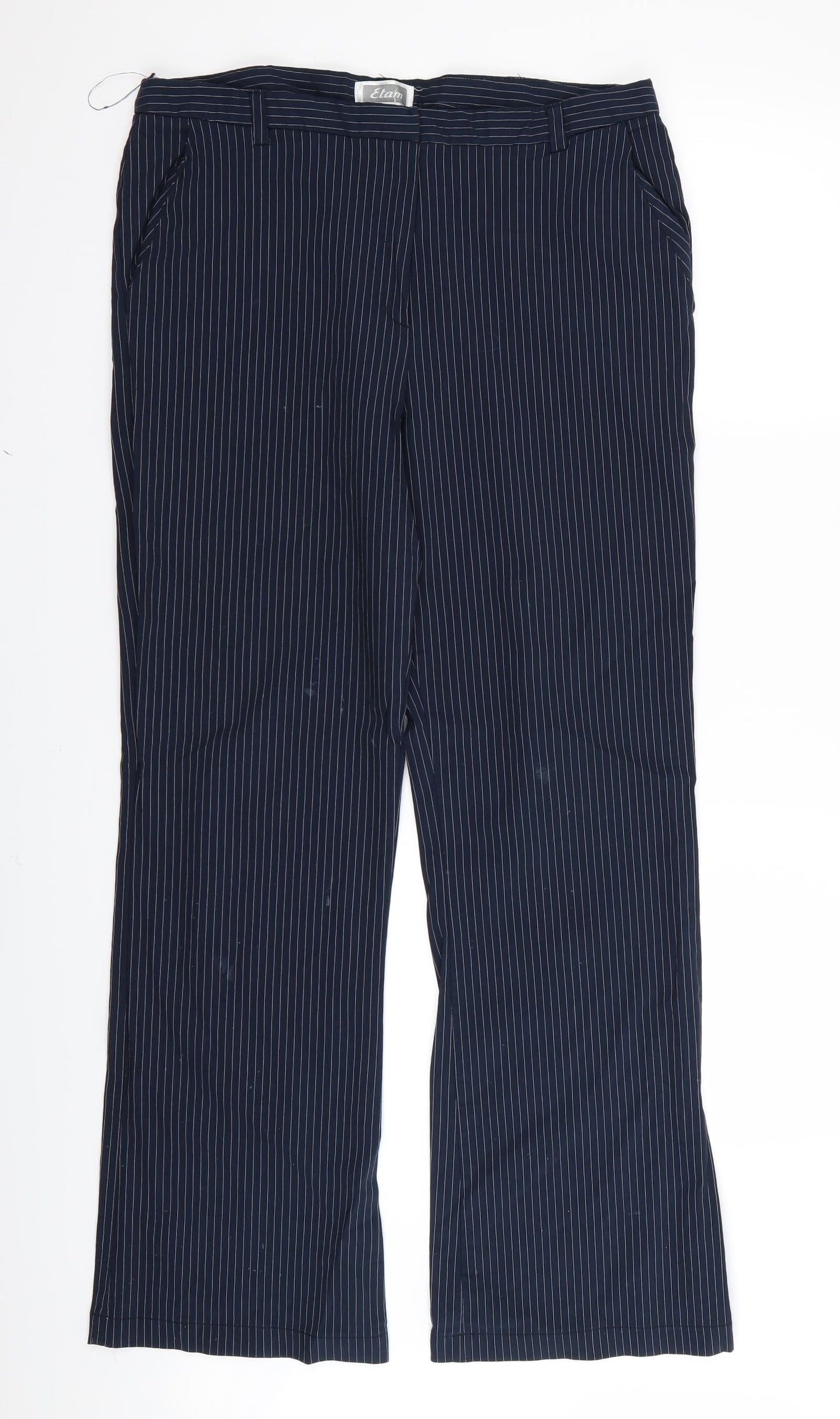 Etam Womens Blue Striped  Trousers  Size 16 L30 in