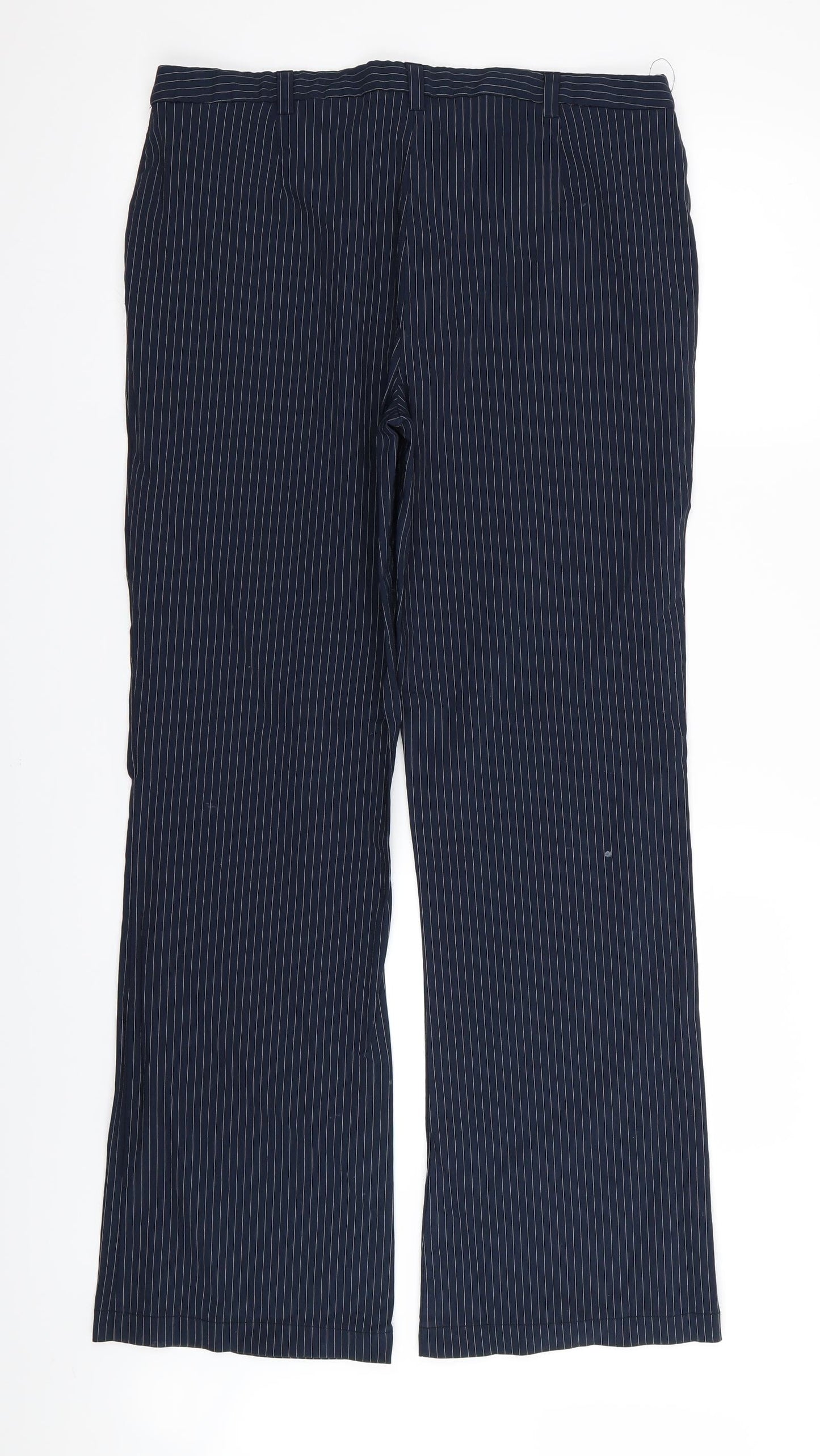 Etam Womens Blue Striped  Trousers  Size 16 L30 in