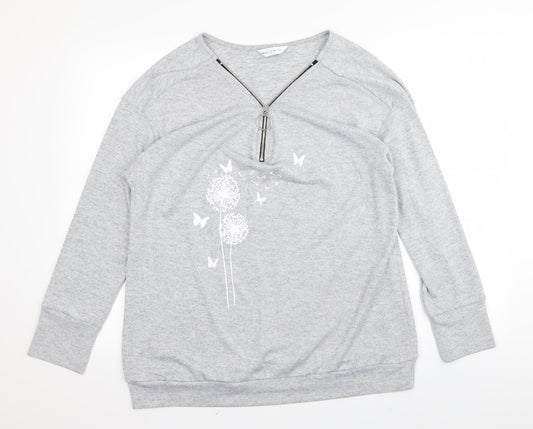 Preworn Womens Grey Floral  Basic T-Shirt Size M