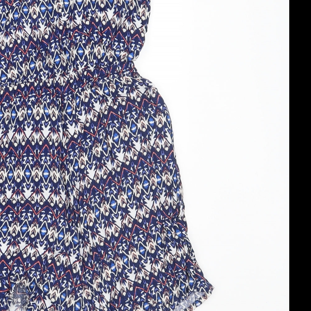Divided Womens Blue Geometric  Playsuit One-Piece Size 8