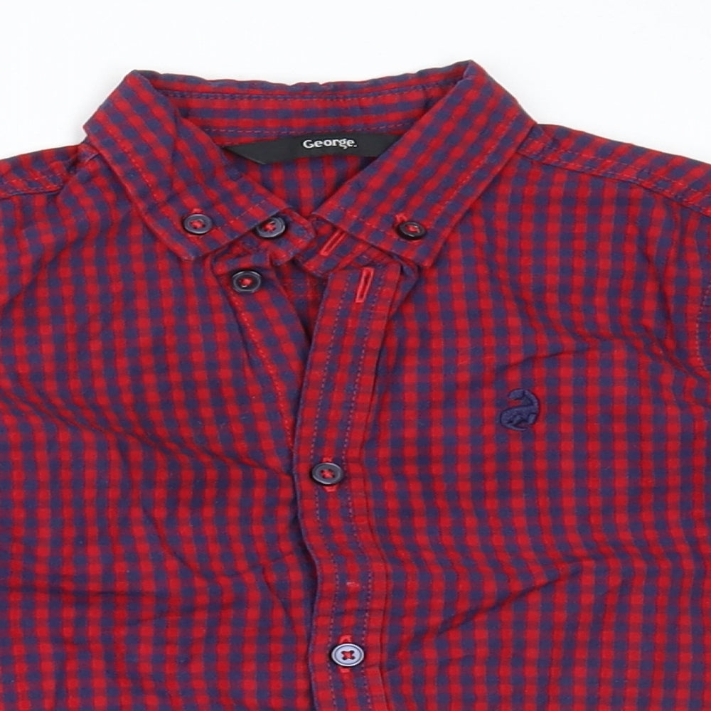 George Boys Red Check  Basic Button-Up Size 2-3 Years