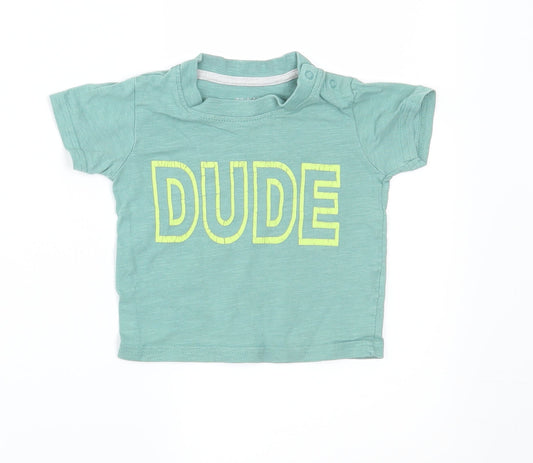 Primark Boys Green   Basic T-Shirt Size 6-9 Months