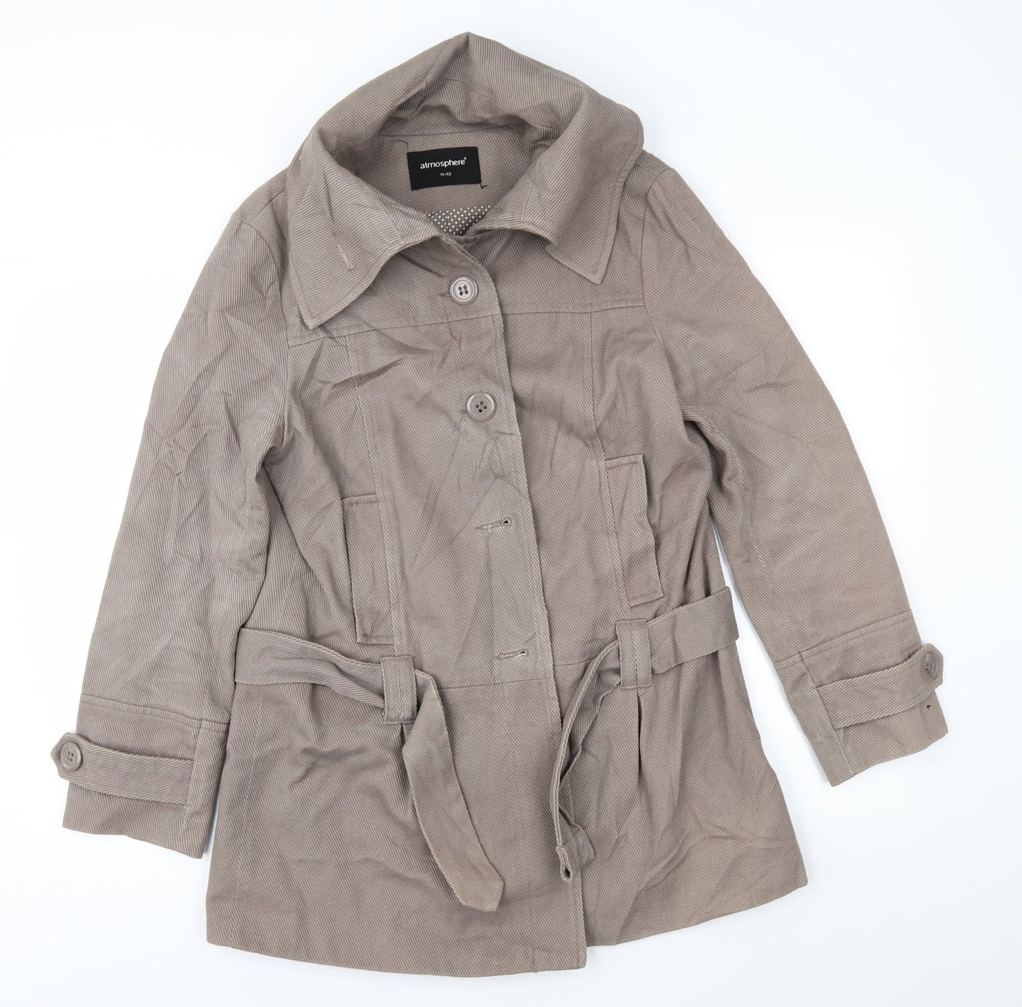 Atmosphere Womens Brown  Corduroy Overcoat Coat Size 14