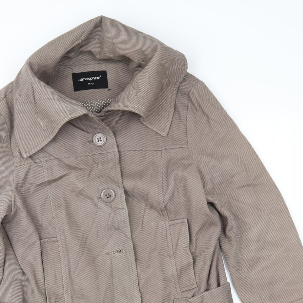 Atmosphere Womens Brown  Corduroy Overcoat Coat Size 14