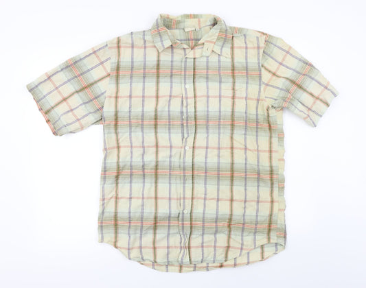 Cotton Traders Mens Yellow Check   Button-Up Size M