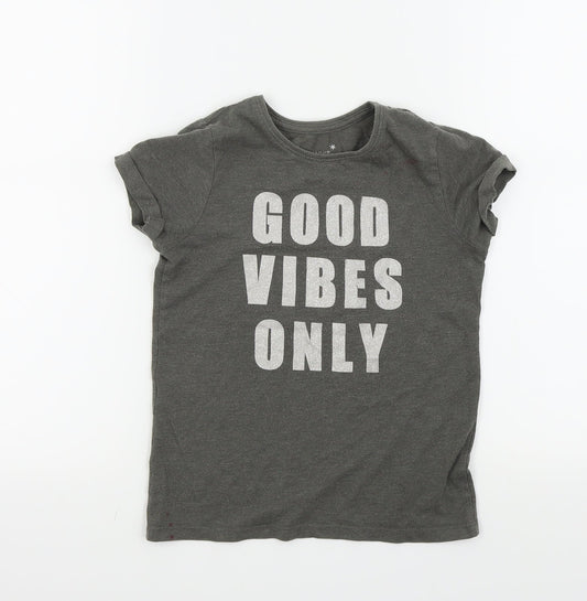 Primark Girls Grey Colourblock  Basic T-Shirt Size 7 Years