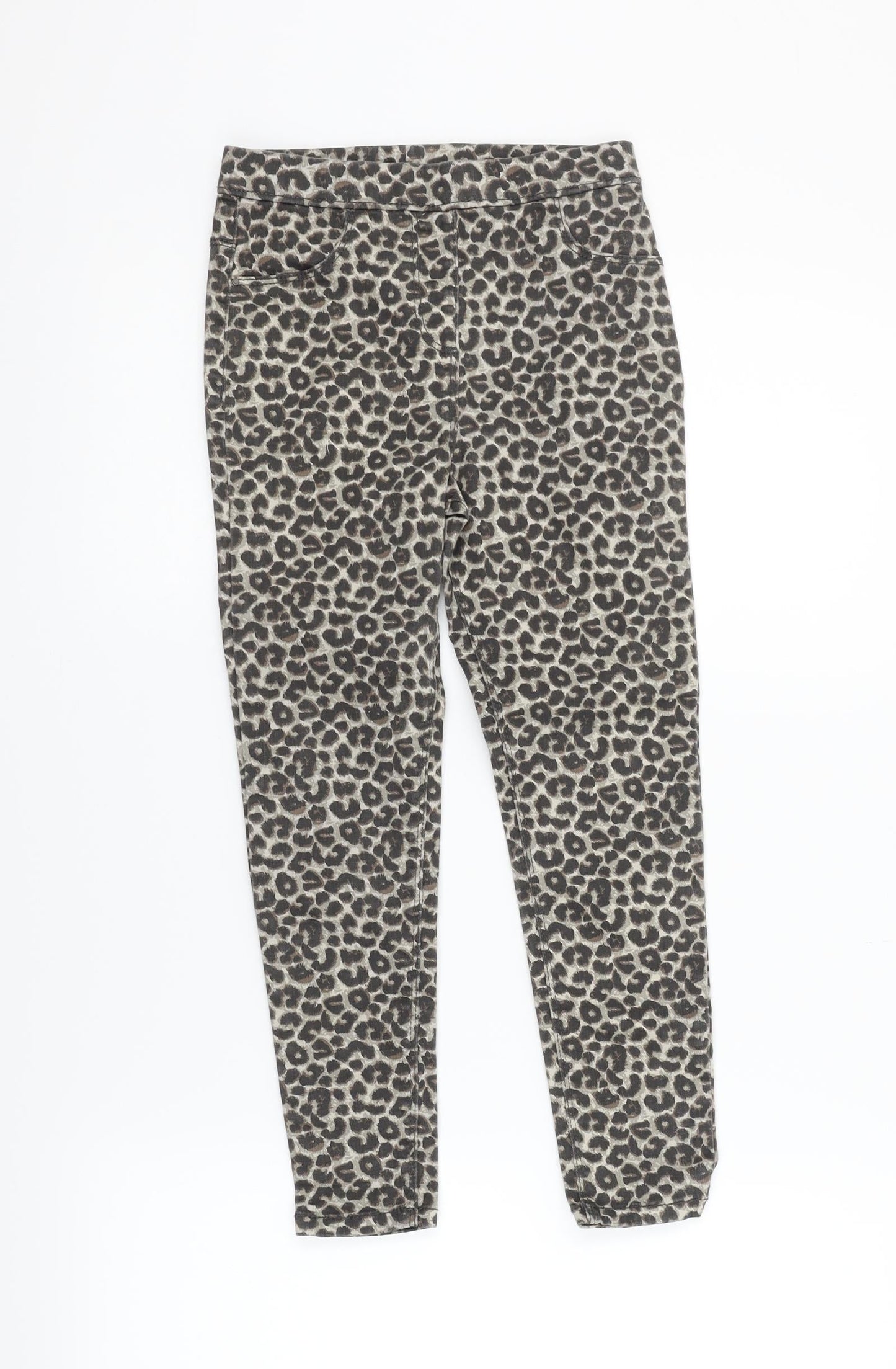 George Girls Beige Animal Print  Jegging Trousers Size 7-8 Years