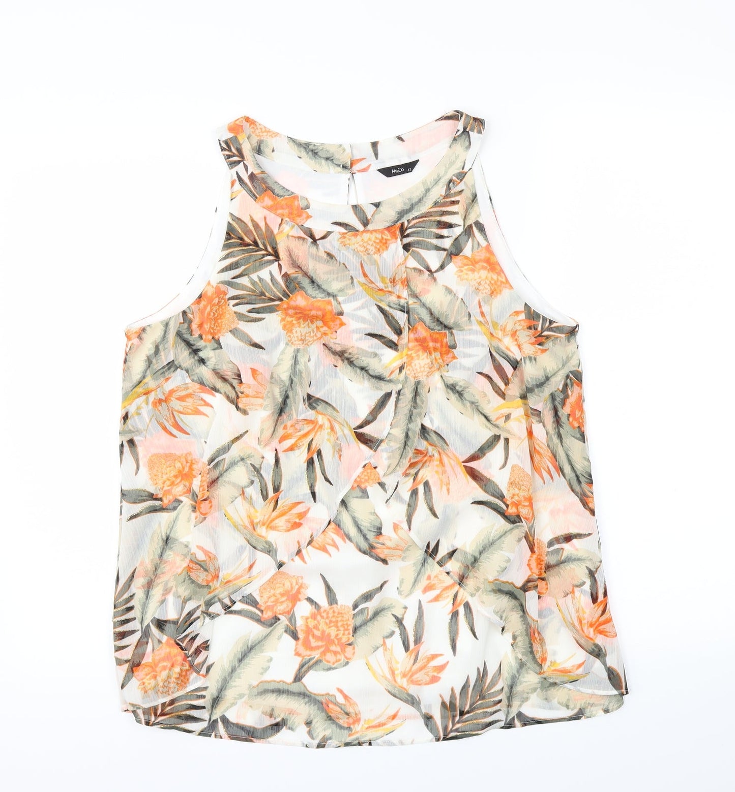 M&Co Womens Multicoloured Floral  Basic T-Shirt Size 12