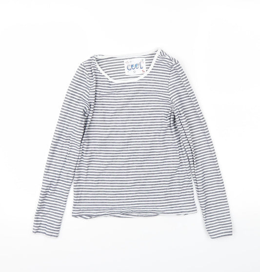 TU Girls Blue Striped  Basic T-Shirt Size 9 Years
