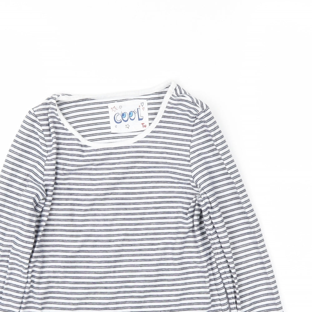 TU Girls Blue Striped  Basic T-Shirt Size 9 Years