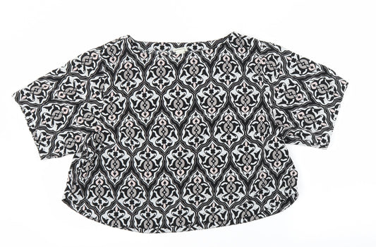 H&M Womens Grey Floral  Basic Blouse Size 10