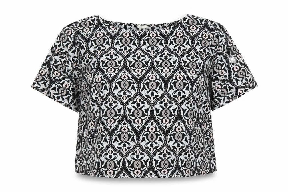 H&M Womens Grey Floral  Basic Blouse Size 10
