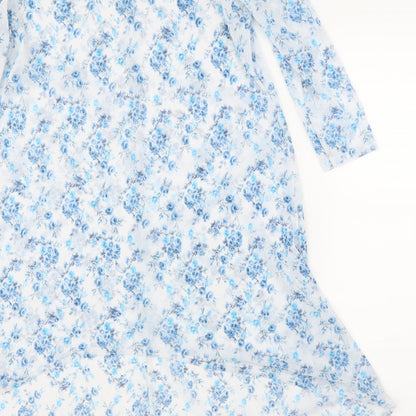 Preworn Womens Blue Floral  Tunic Blouse Size M
