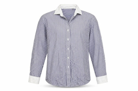 Tessitura Monti Spa Mens Blue Striped   Button-Up Size M