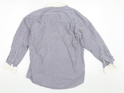 Tessitura Monti Spa Mens Blue Striped   Button-Up Size M