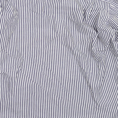 Tessitura Monti Spa Mens Blue Striped   Button-Up Size M