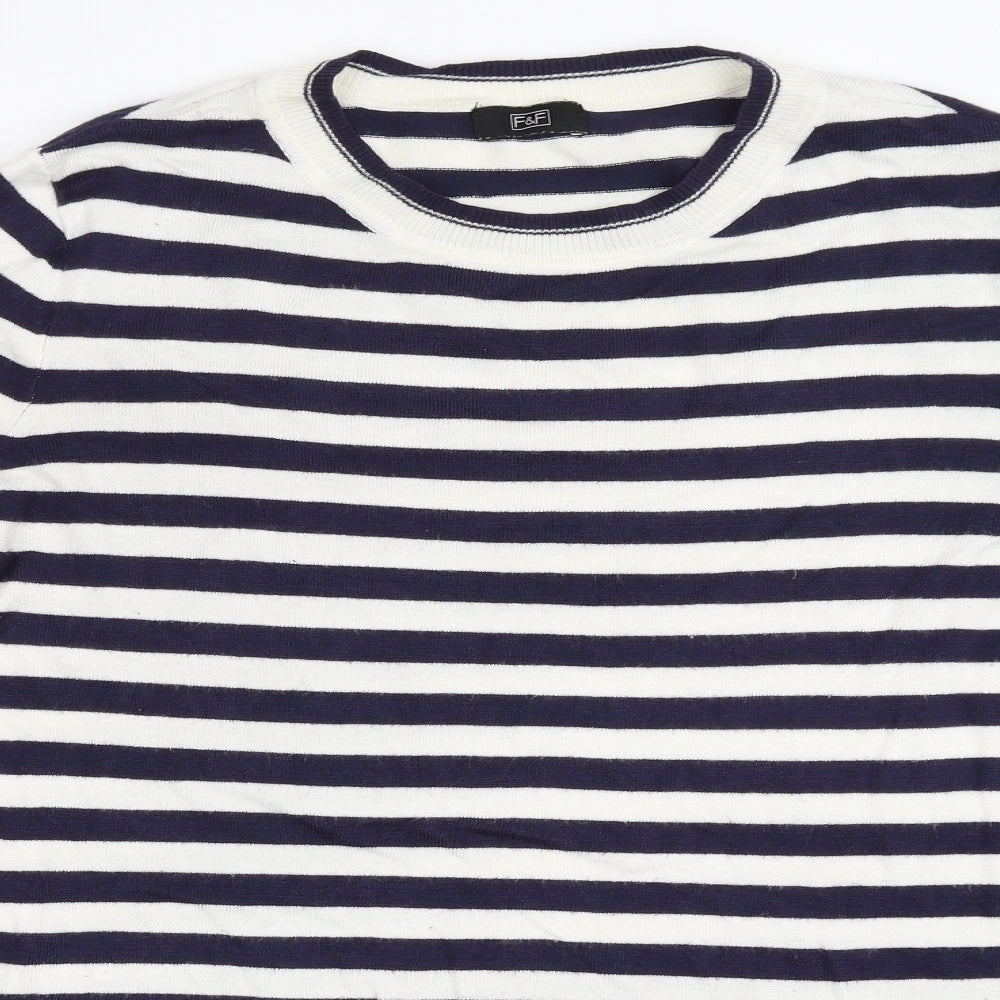 F&F Womens Blue Striped  Pullover Jumper Size 14