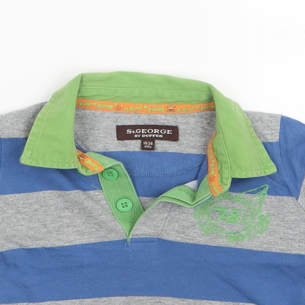 St. George by Duffer Boys Blue Striped  Basic Polo Size 18-24 Months