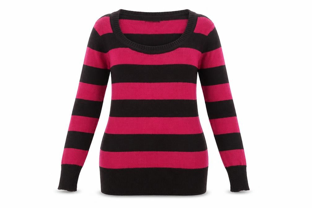 Max Womens Pink Striped Knit Pullover Jumper Size S