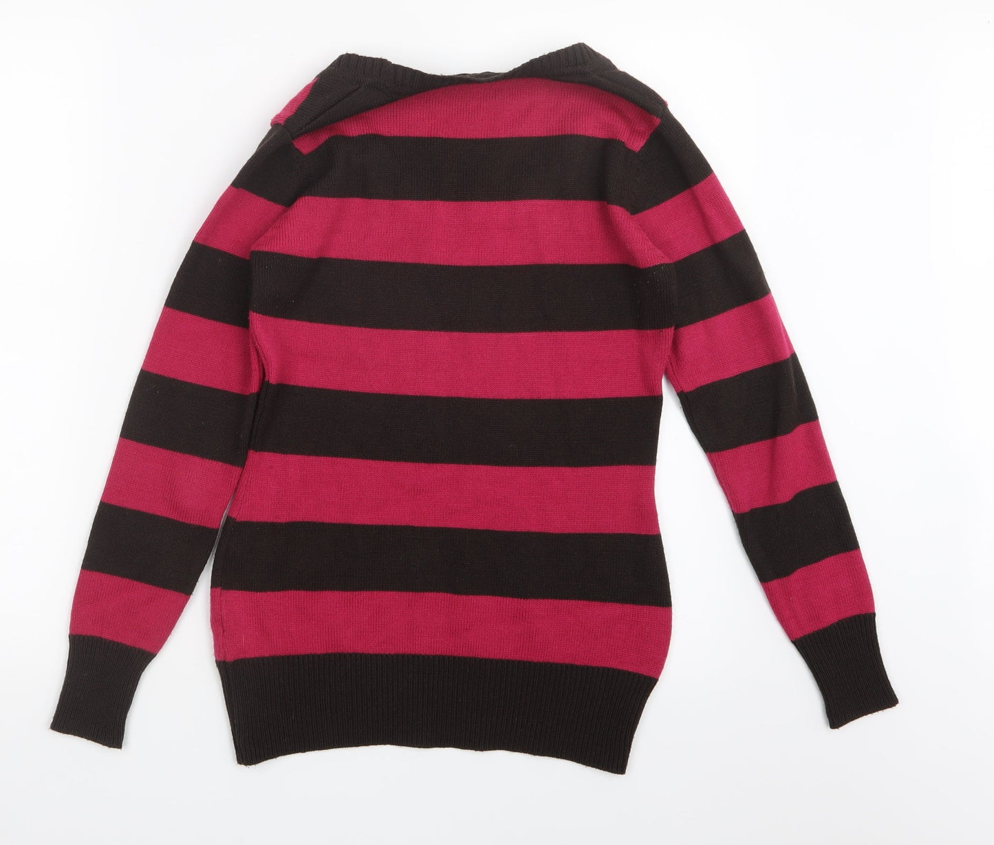 Max Womens Pink Striped Knit Pullover Jumper Size S