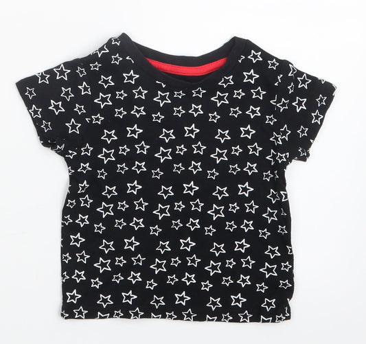 Earlydays Baby Black Geometric  Basic T-Shirt Size 12-18 Months  - Stars