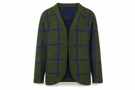 ASOS Womens Green Check Knit Cardigan Jumper Size 4
