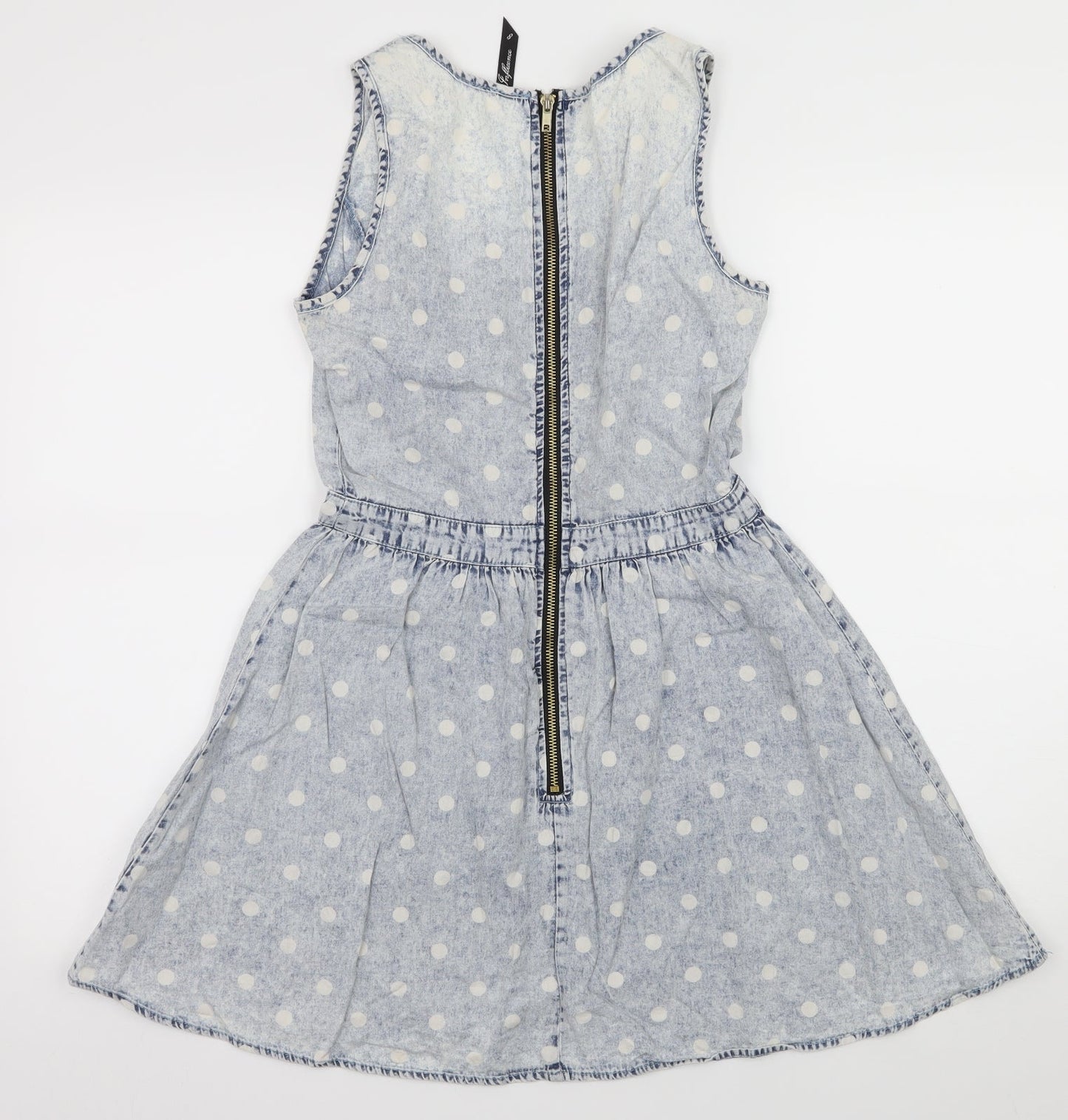 Influence Womens Blue Polka Dot Denim Skater Dress  Size 8