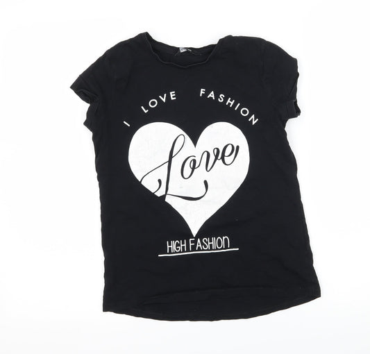 George Girls Black  Jersey Basic T-Shirt Size 10-11 Years  - I Love Fashion