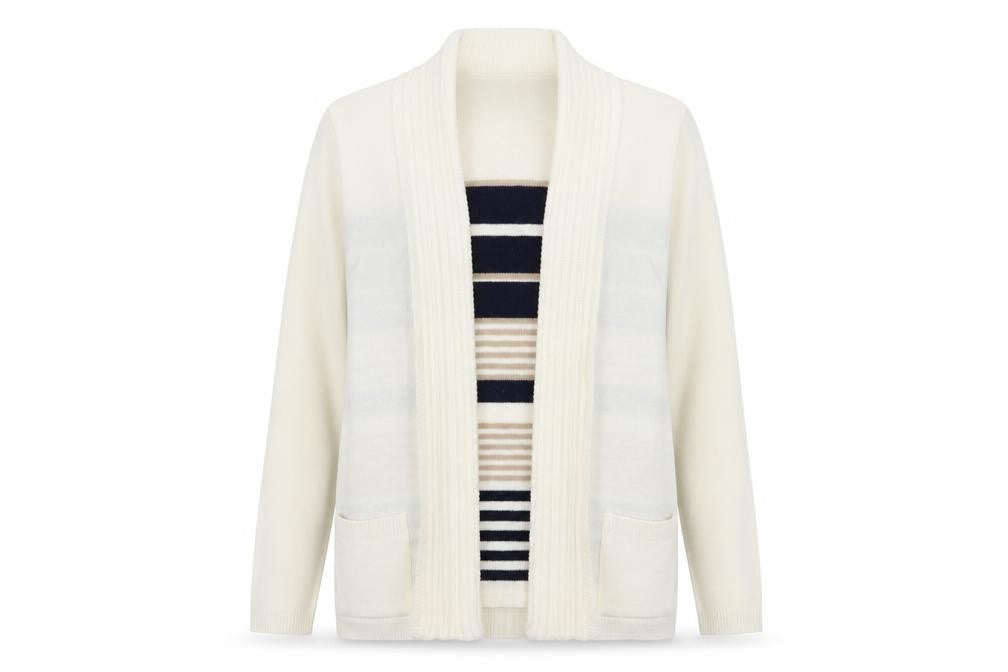 Envy Womens White Striped Knit Pullover Jumper Size M