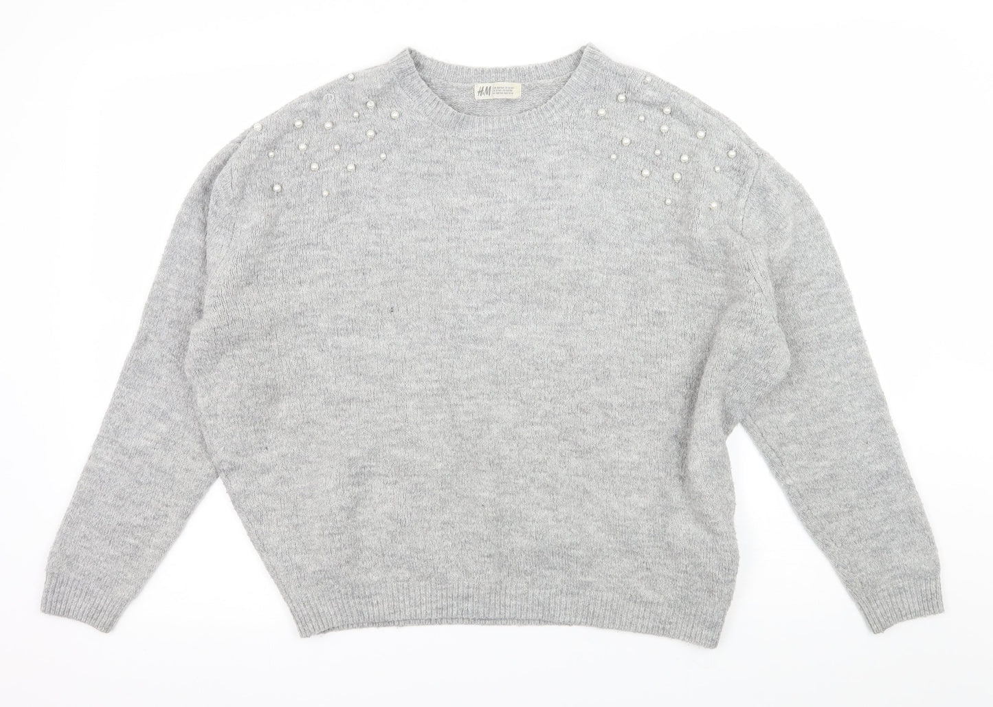 H&M Girls Grey  Knit Pullover Jumper Size 13-14 Years