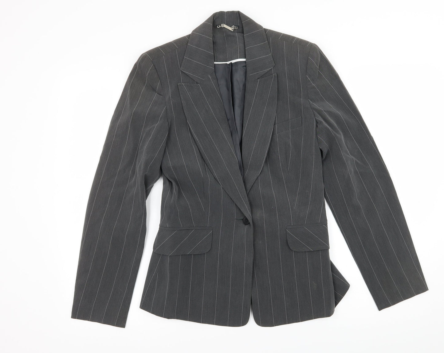 Select Womens Grey Striped  Jacket Blazer Size 10