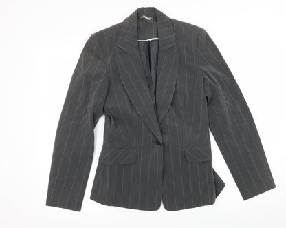 Select Womens Grey Striped  Jacket Blazer Size 10