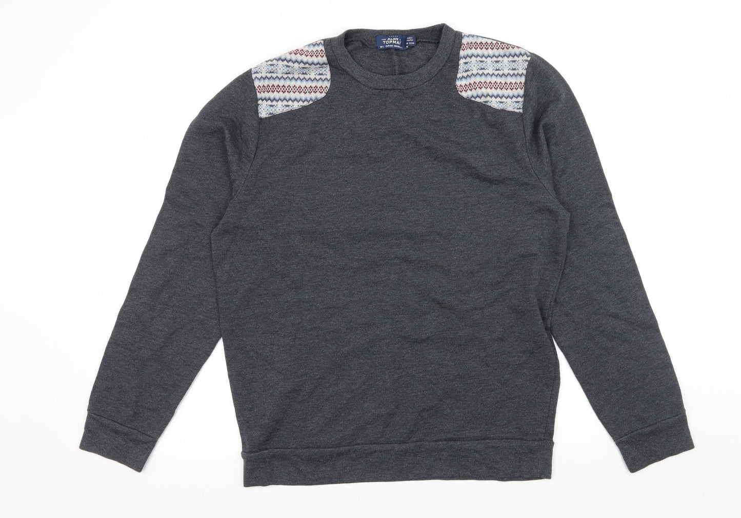 Topman Mens Blue Geometric Jersey Pullover Sweatshirt Size L